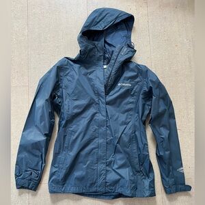 Columbia Blue Hooded Rain Jacket